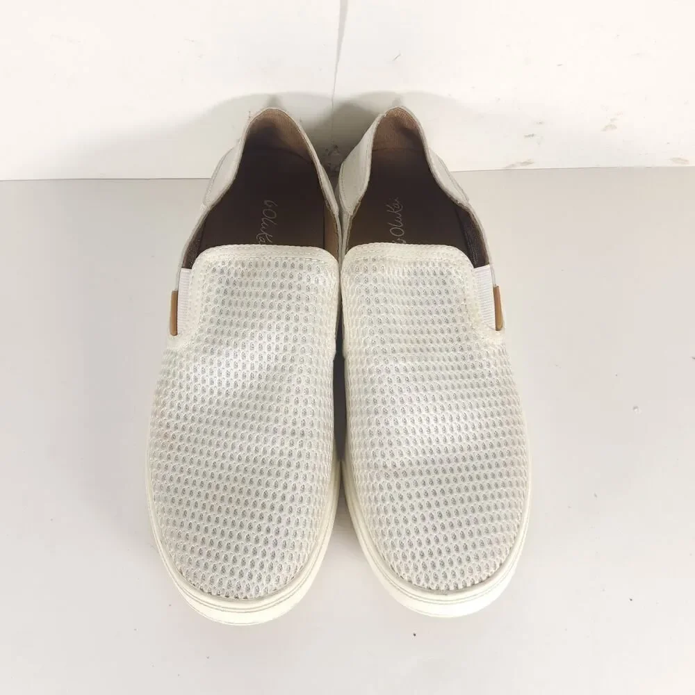 Olukai Women's Pehuea US9 White Flat Slip On Loafer Sneakers Shoes